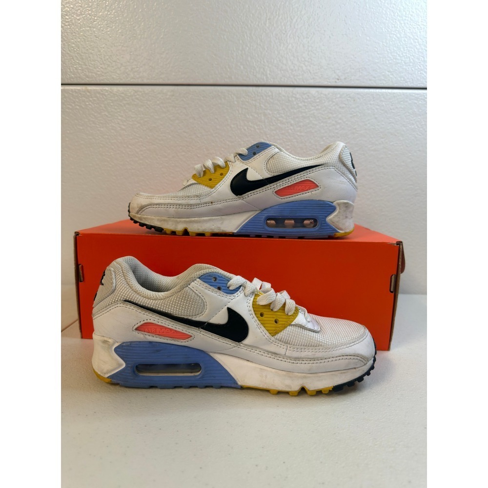 Nike Air Max 90‎ White  Multi Color Psychic Blue 7W #2404 - Picture 2 of 6